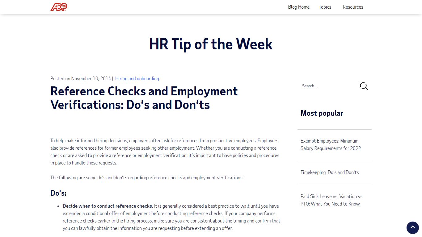 Reference Checks and Employment Verifications: Do’s and Don’ts